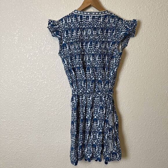 Ranna Gill White Blue Floral Mini Dress Women's Size Medium - Picture 3 of 5